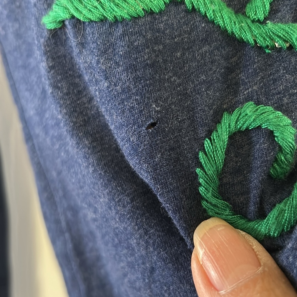 Johnny Was Navy Blue Embroidered Long Sleeve Tee - Picture 4 of 6